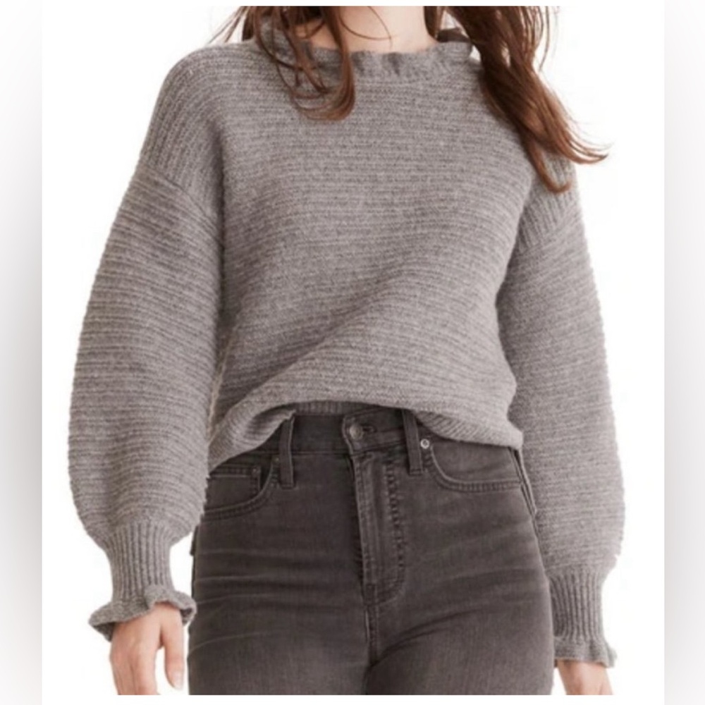 Madewell Gray Ribbed Knit Sweater